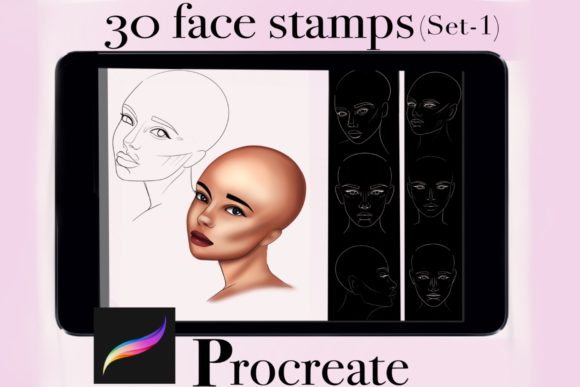 Download 30 Procreate Female Face Stamp (set-1) - Premium Resources