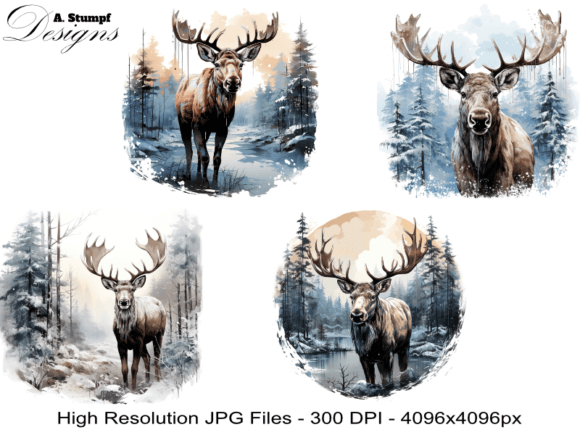 Download Moose in Winter Forest Illustration - Forest illustration Collection