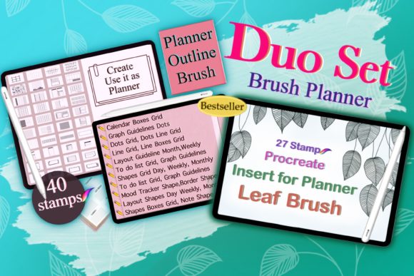 Download Procreate Planner DesignLeaf Brush Stamp - Design Collection