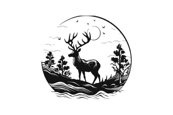 Download Swamp Deer in Forest Illustration Logo - Forest illustration Collection