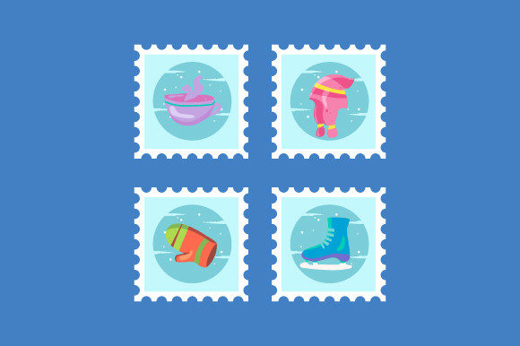 Download Set of Winter Stamp Design Collection 01 - Design Collection
