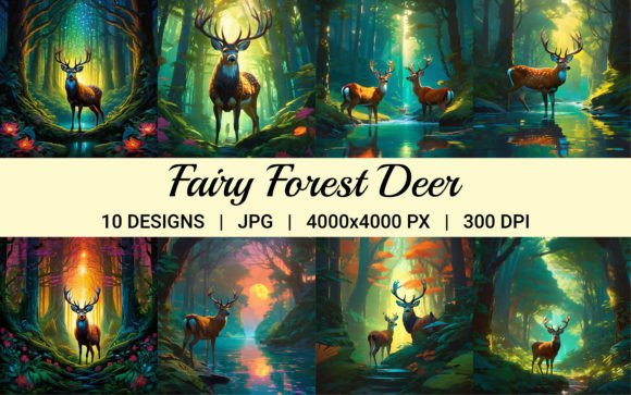 Download Deer in a Fairy Forest Illustration - Forest illustration Collection