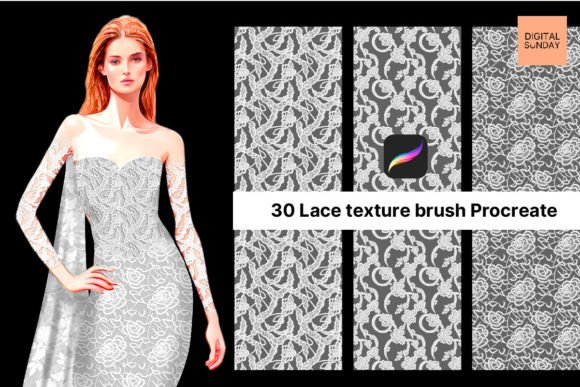 Download 30 Lace Texture Brushes for Procreate - Texture brushes Collection