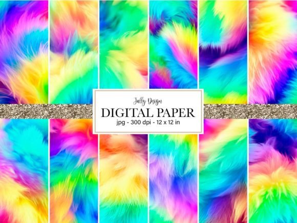 Download Vivid Rainbow Fluffy Fur Digital Paper - Digital paper Collection