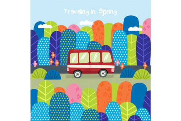 Download Spring Tour Mountain Forest Illustration - Premium Bundle