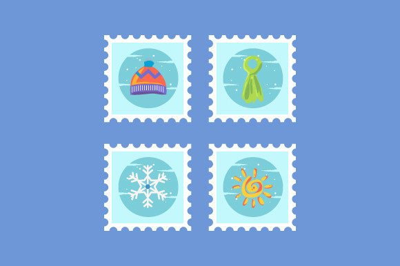 Download Set of Winter Stamp Design Collection 02 - Design Collection